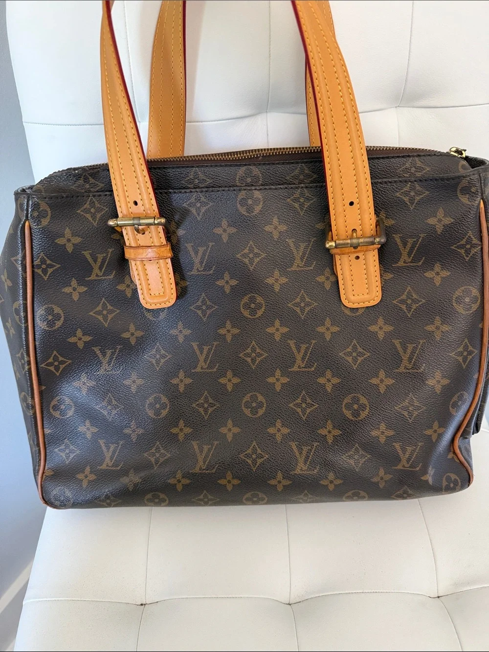 SOLD Louis Vuitton Monogram Canvas Top-Handle Briefcase in Brown and Tan